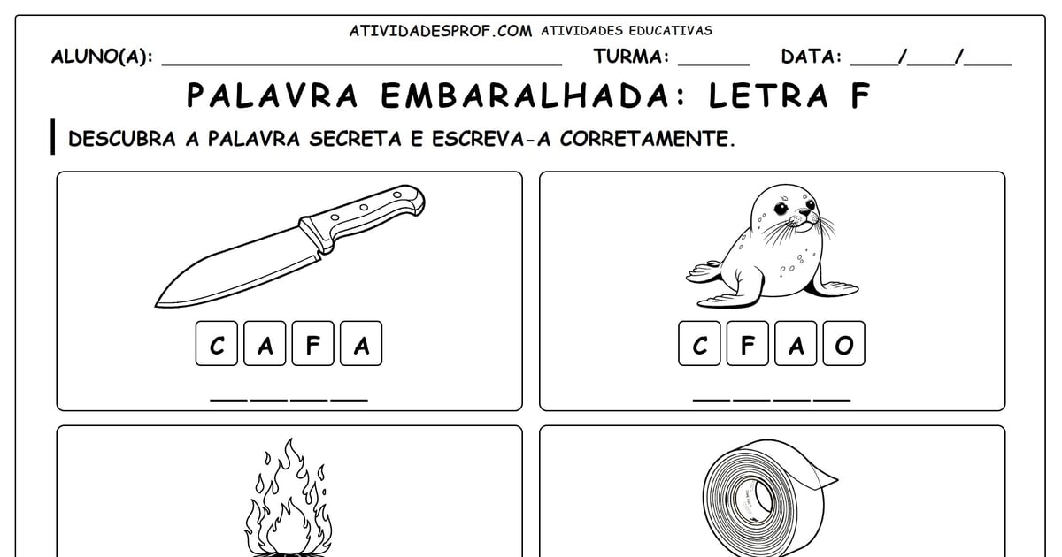Palavra embaralhada: Letra F