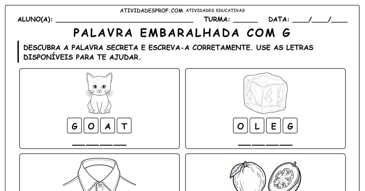 Palavra embaralhada com G