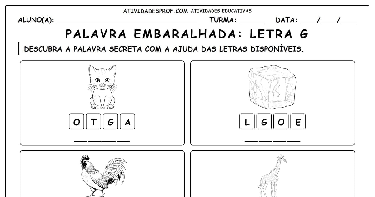 Palavra embaralhada: Letra G