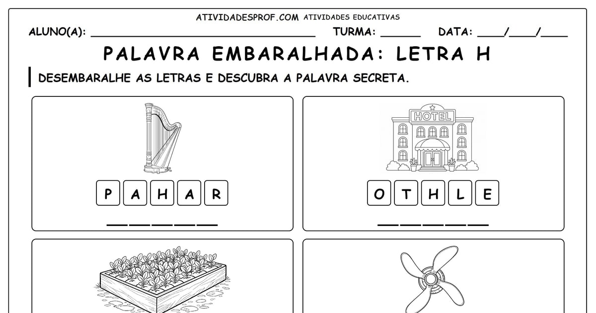 Palavra embaralhada: Letra H