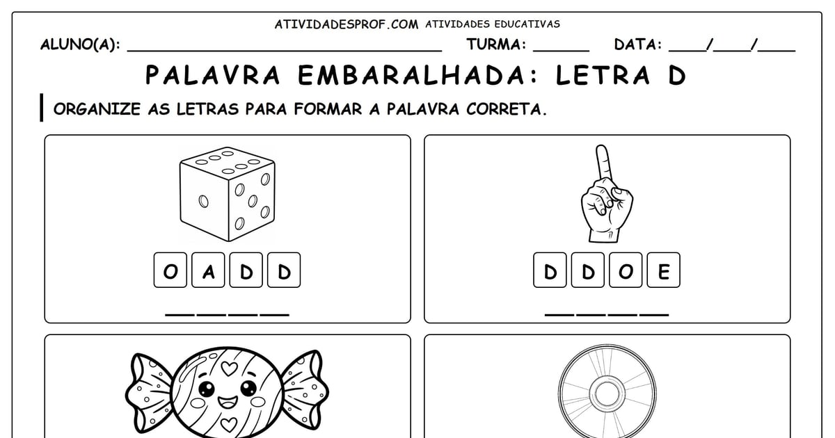 Palavra embaralhada: Letra D