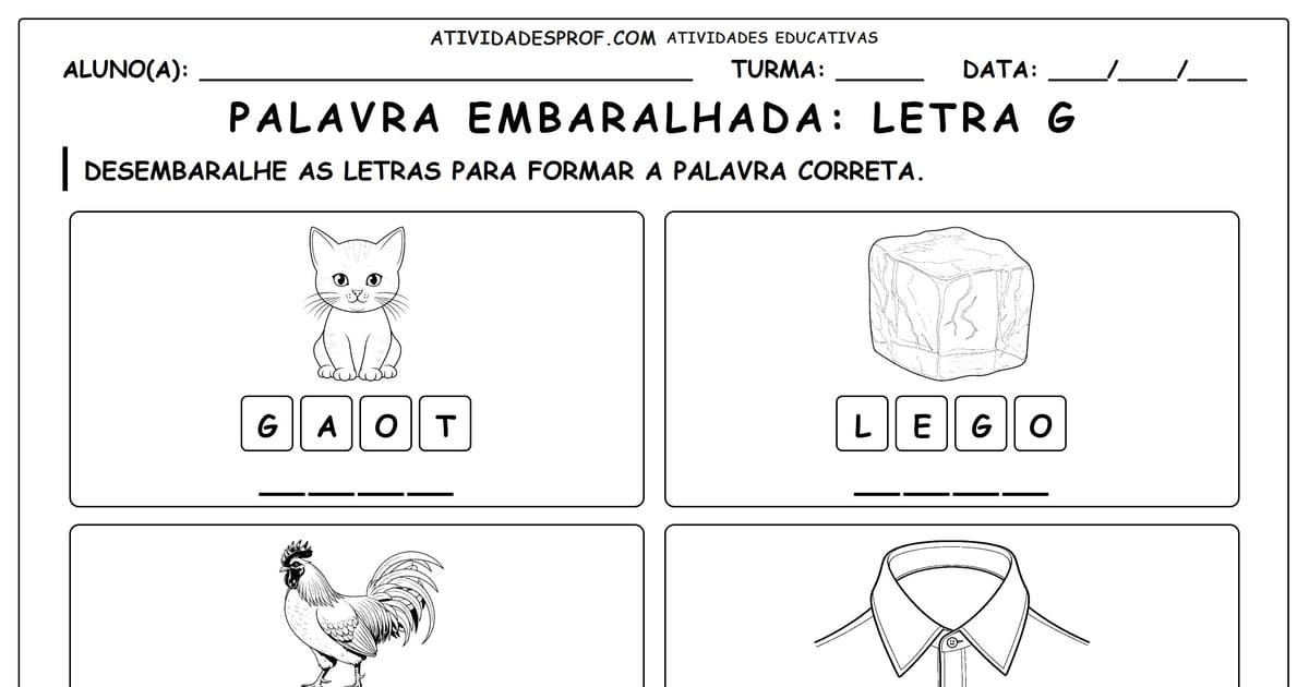 Palavra embaralhada: Letra G