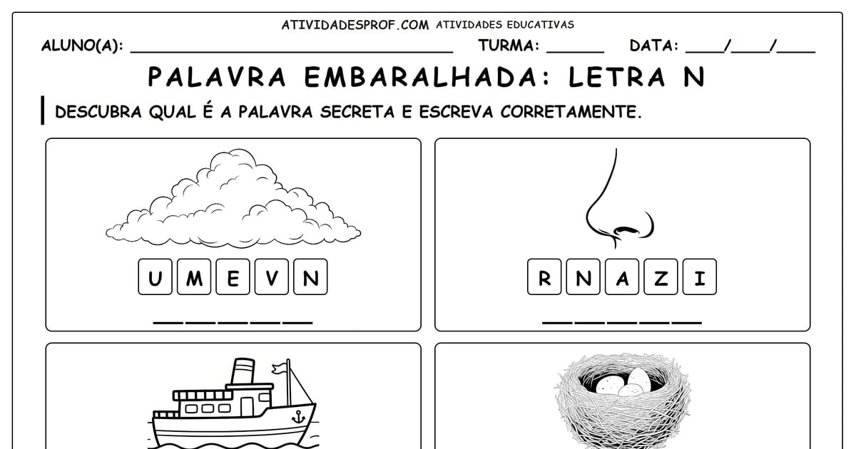 Palavra embaralhada: Letra N