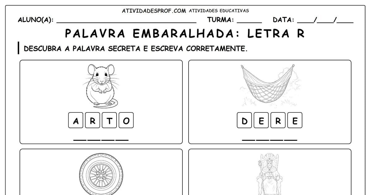 Palavra embaralhada: Letra R