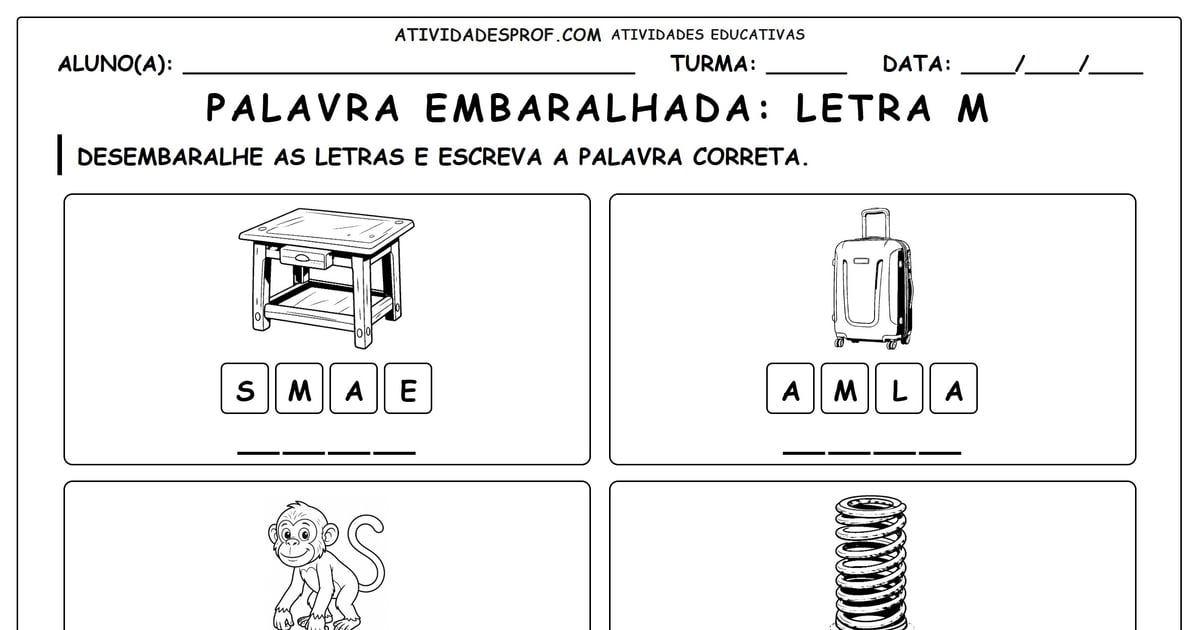 Palavra embaralhada: Letra M