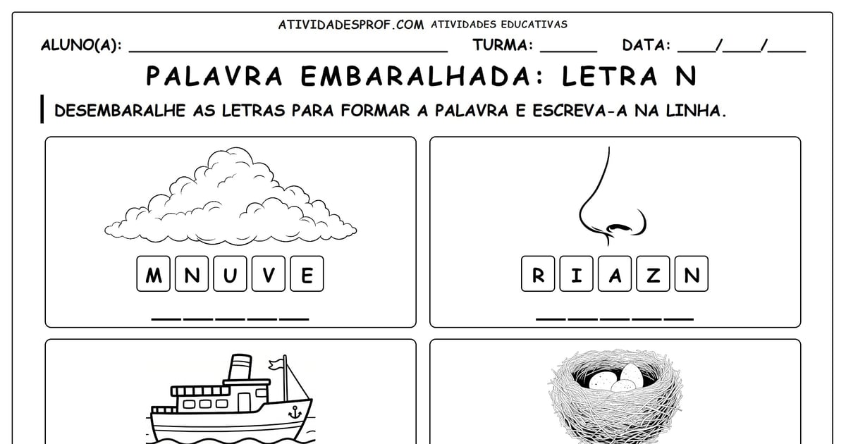 Palavra embaralhada: Letra N