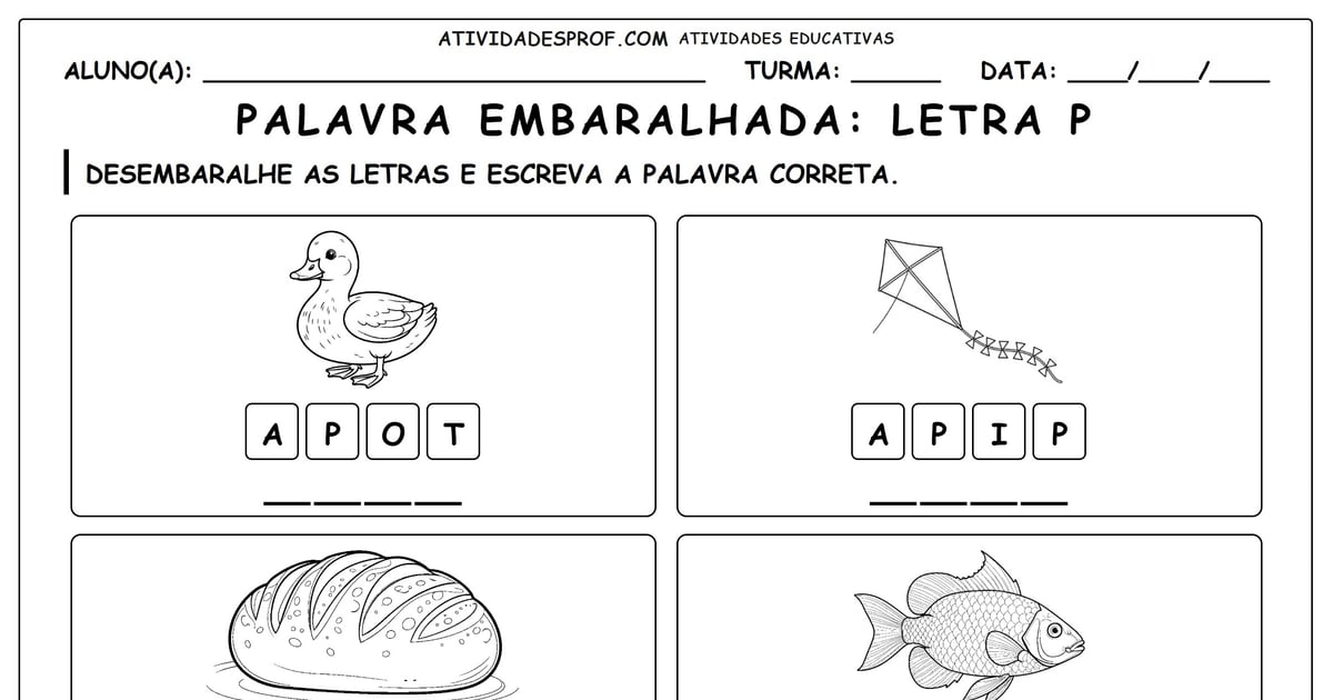 Palavra embaralhada: Letra P