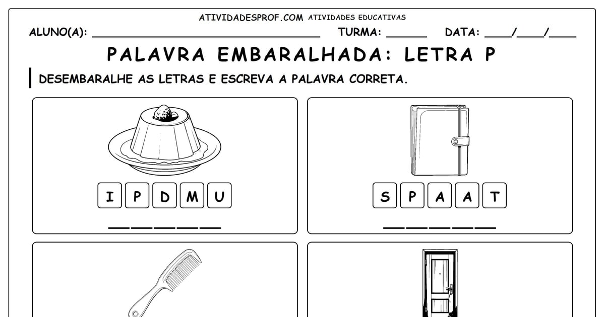 Palavra embaralhada: Letra P