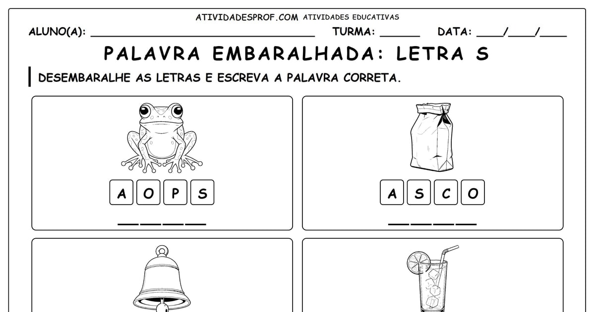 Palavra embaralhada: Letra S