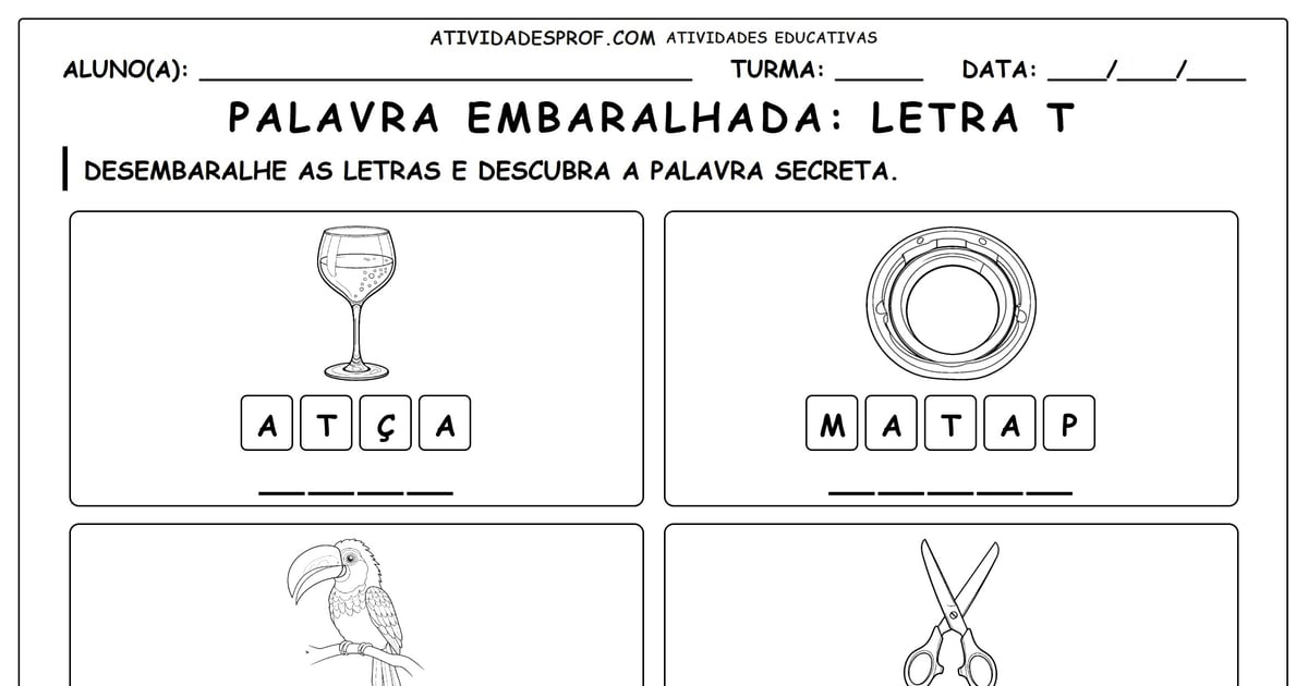 Palavra embaralhada: Letra T