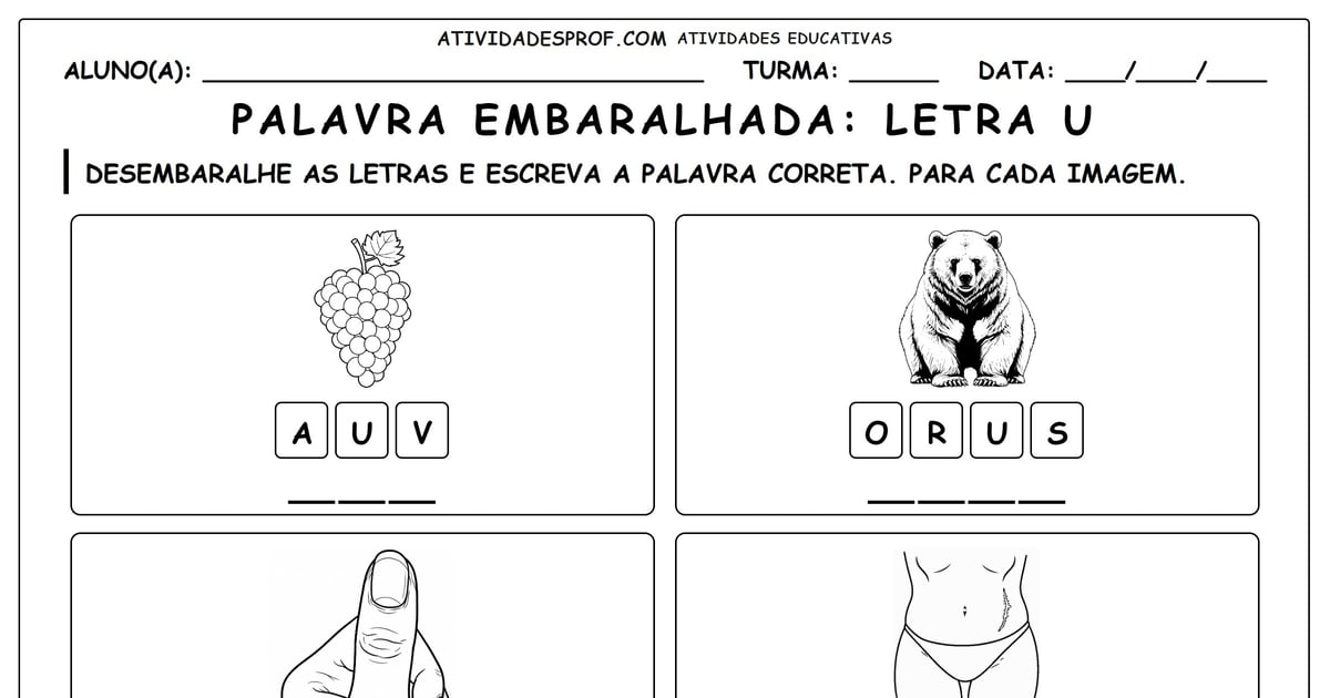 Palavra embaralhada: Letra U
