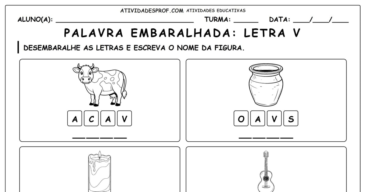 Palavra embaralhada: Letra V