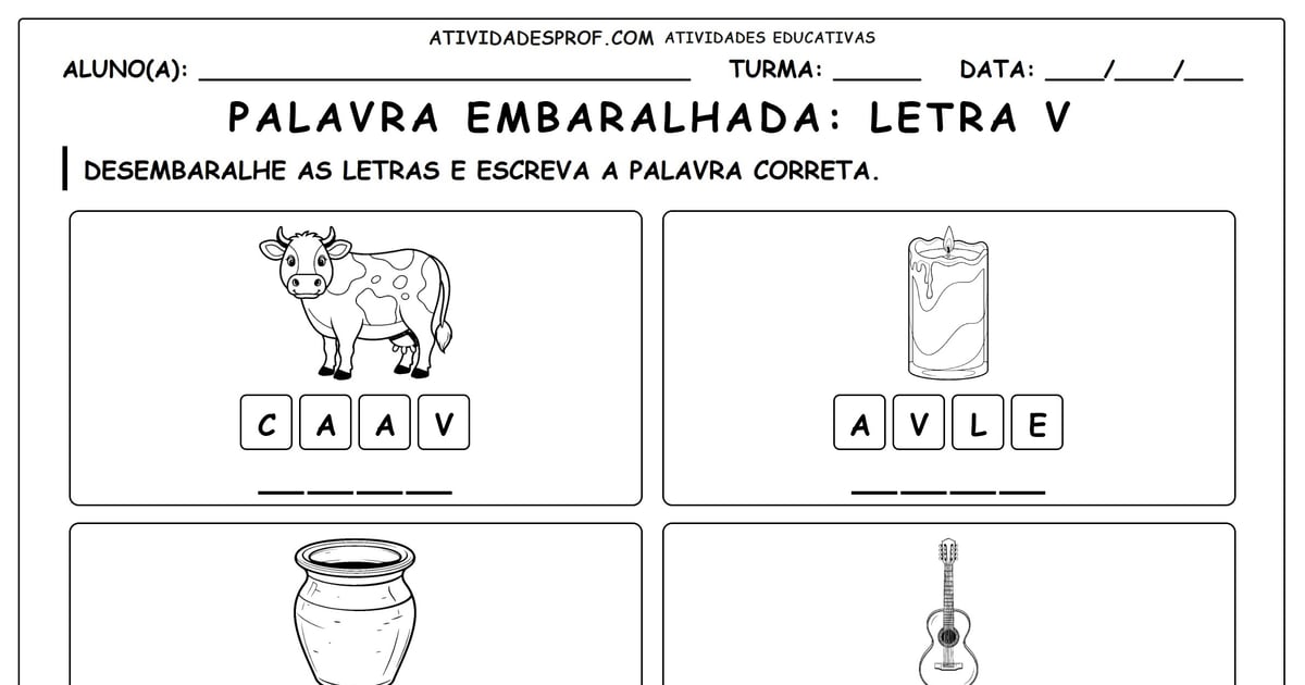Palavra embaralhada: Letra V