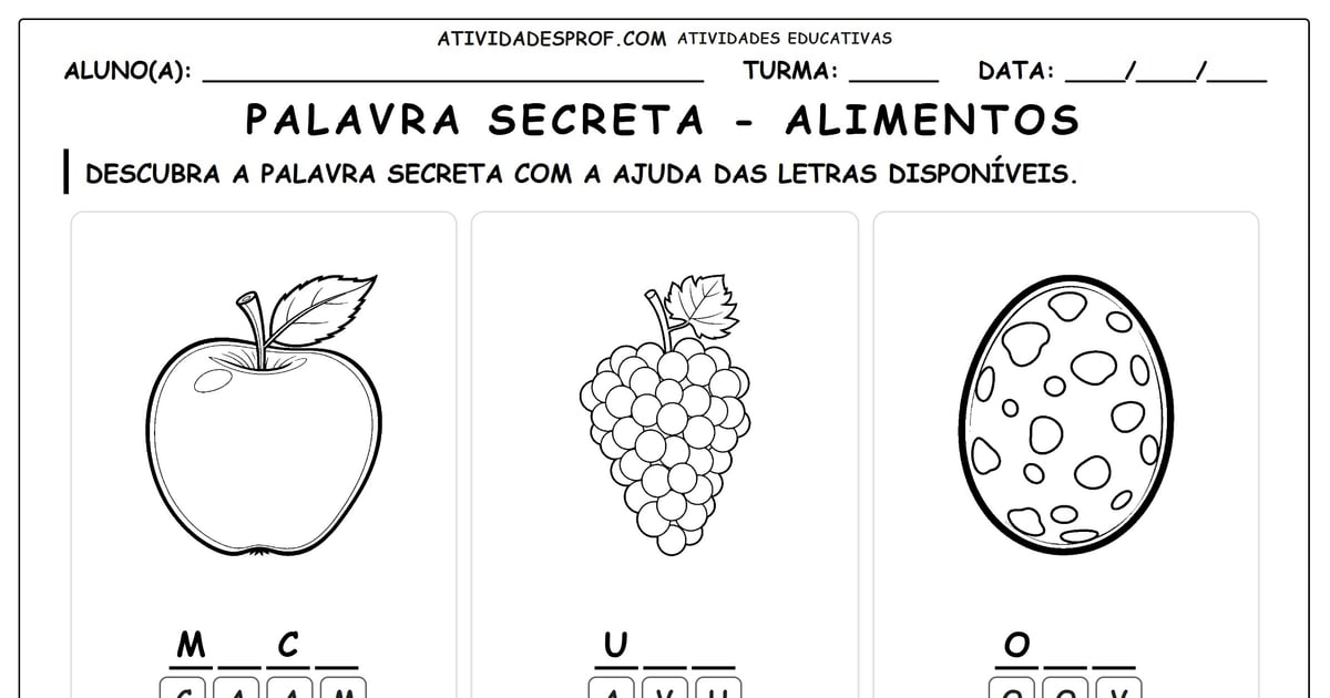 Palavra Secreta Alimentos 001