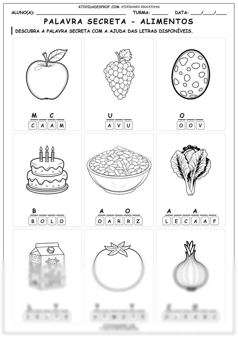 Palavra Secreta Alimentos 001