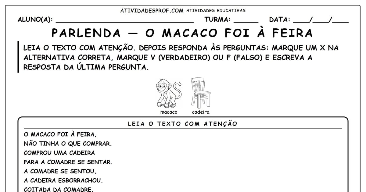 Parlenda — O Macaco foi à Feira