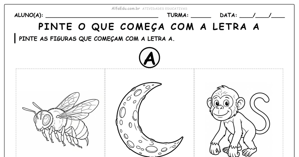 Pinte o que começa com a letra a