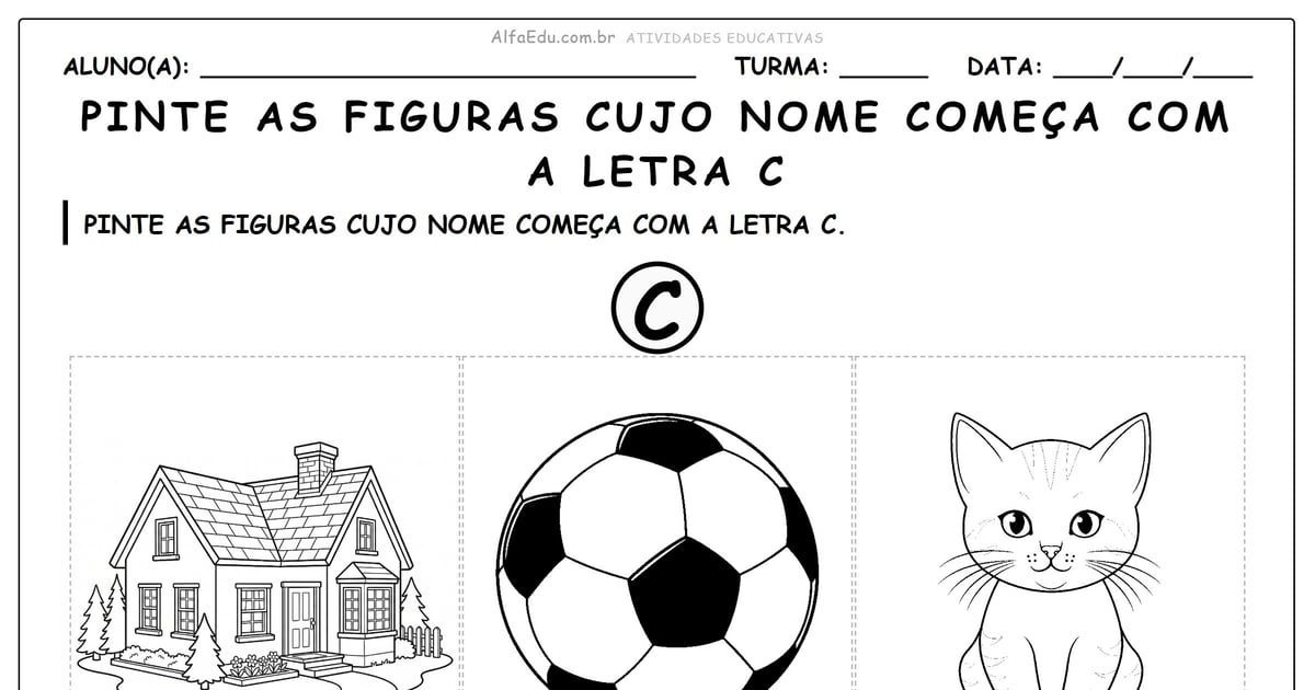 Pinte as figuras cujo nome começa com a letra C