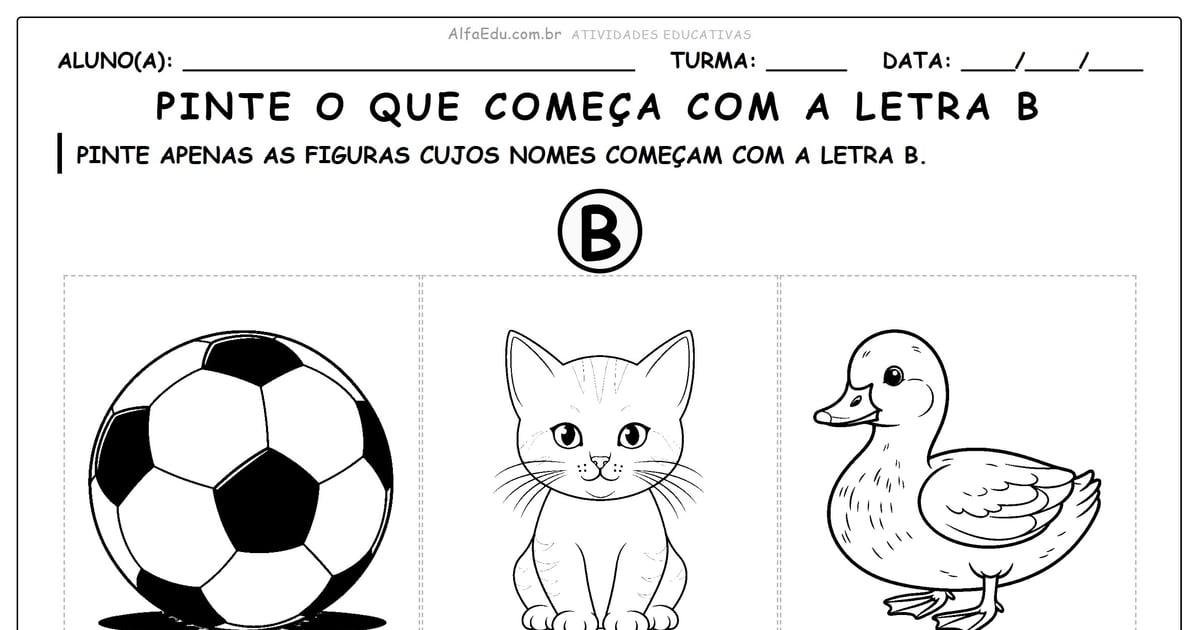 Pinte o que começa com a letra B