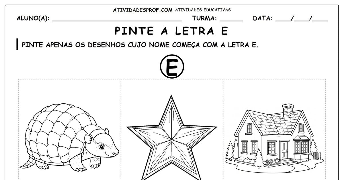 Pinte a letra e