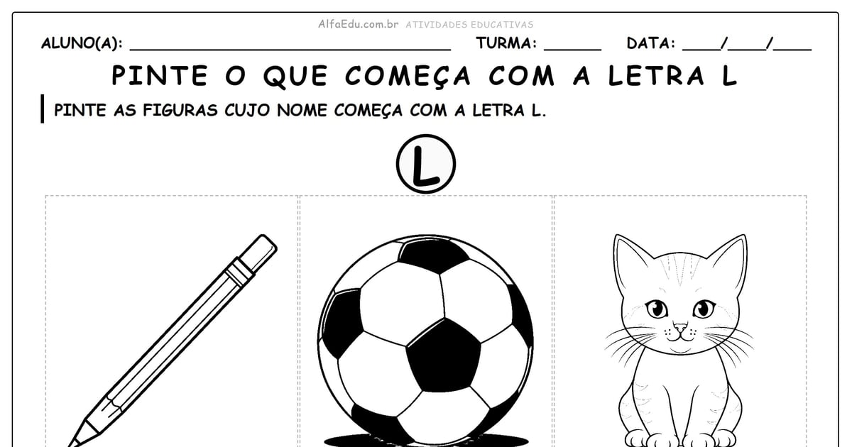 Pinte o que começa com a letra L