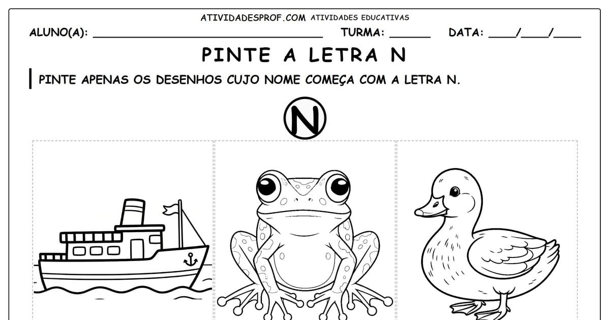 Pinte a letra N