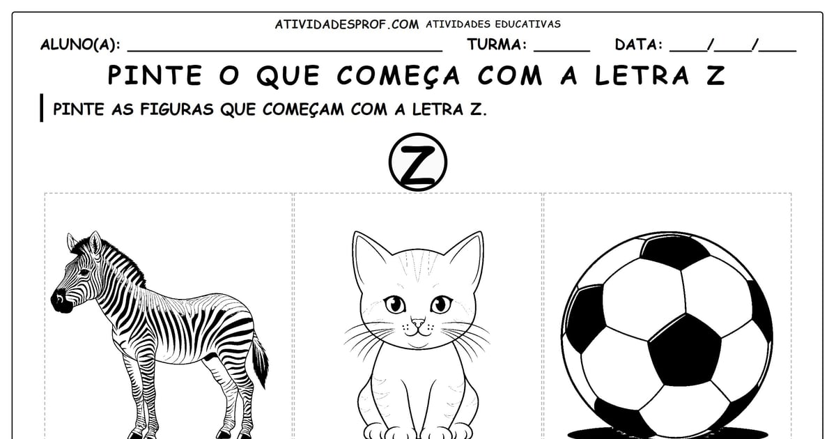 Pinte o que começa com a letra Z
