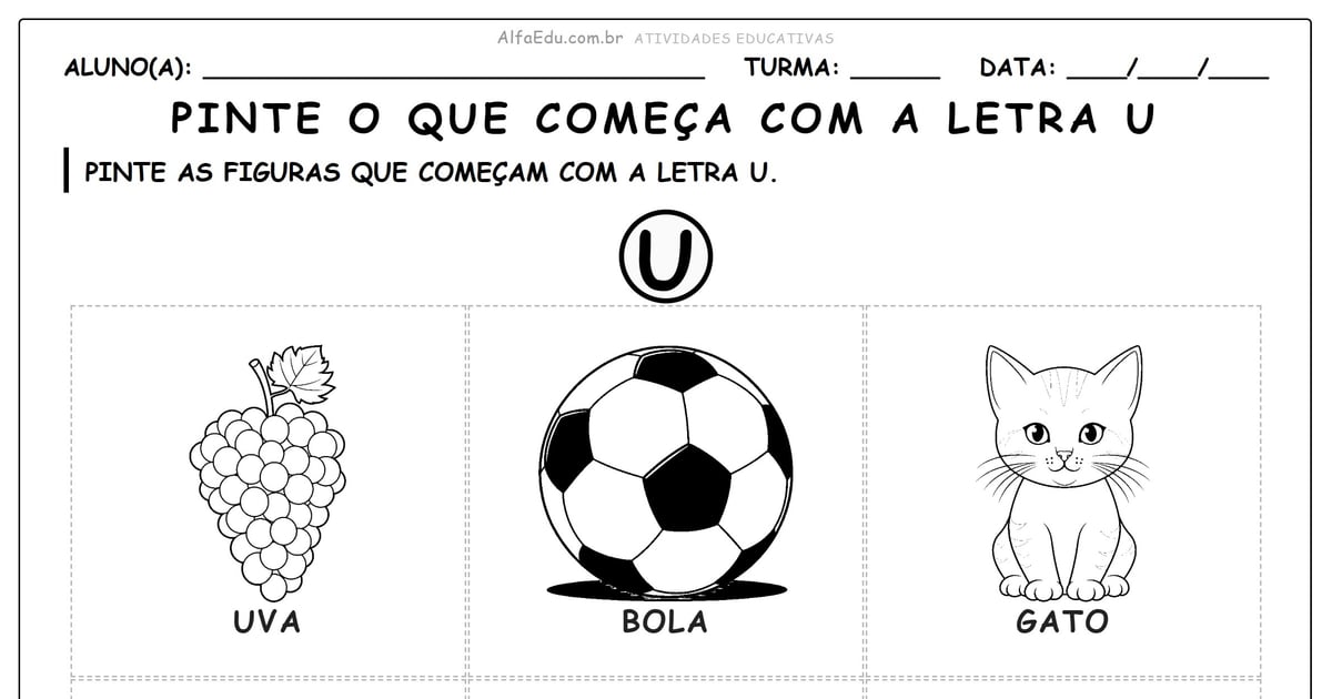 Pinte o que começa com a letra U