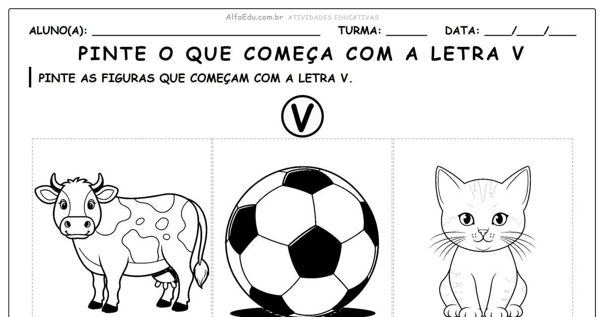 Pinte o que começa com a letra V