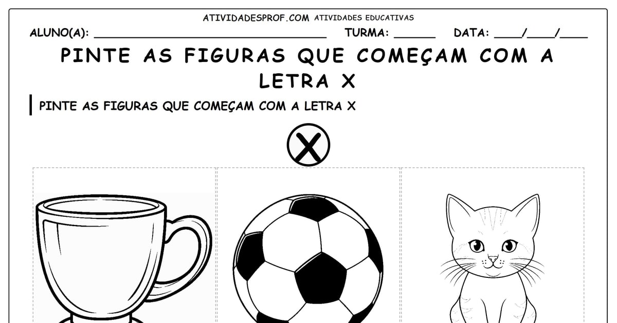 Pinte as figuras que começam com a letra X