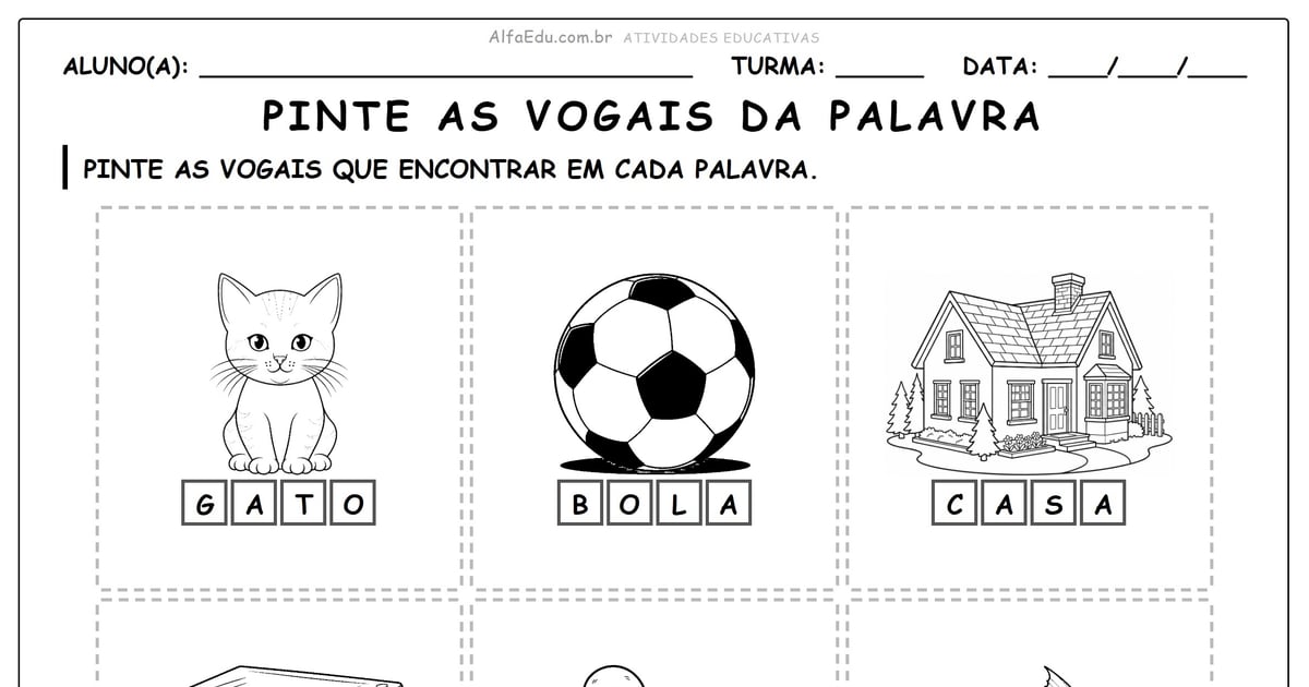 Pinte as vogais da palavra
