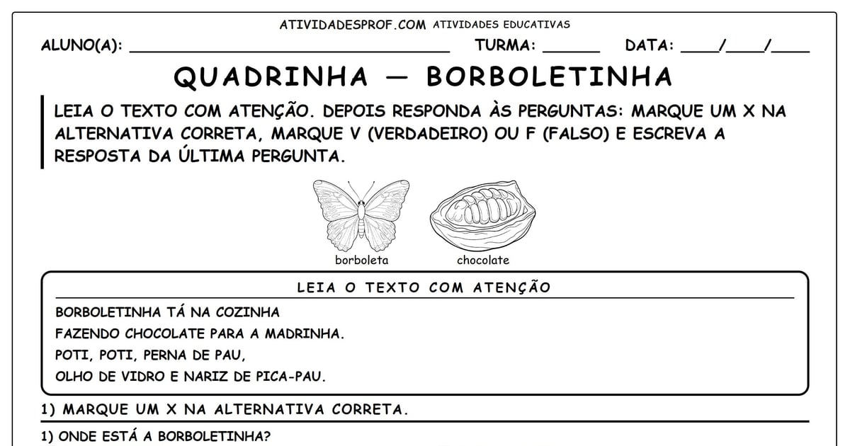 Quadrinha — Borboletinha