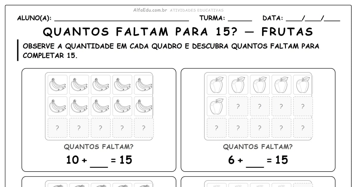 Quantos faltam para 15? — frutas