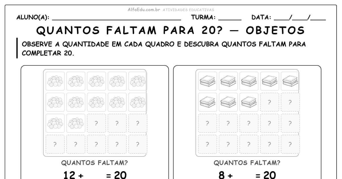 Quantos faltam para 20? — objetos