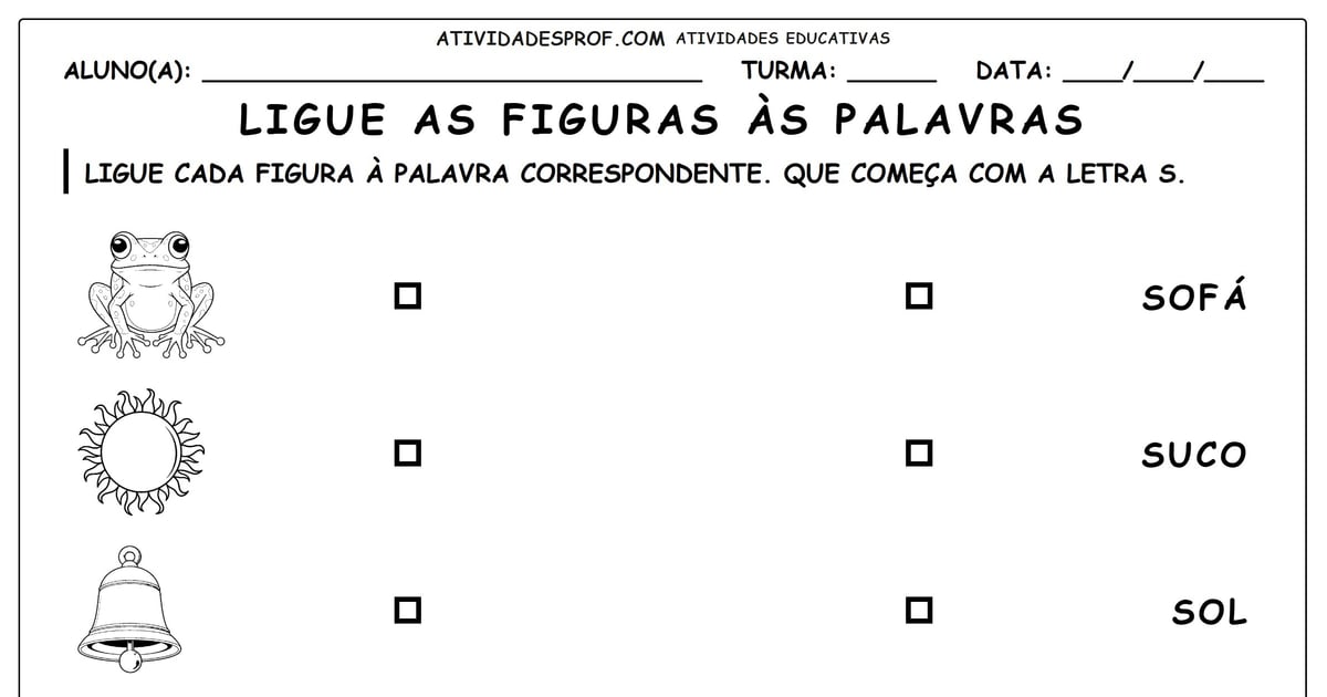 Ligue as figuras às palavras