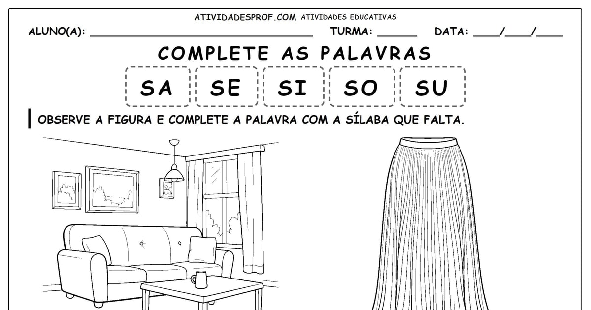 Complete as palavras