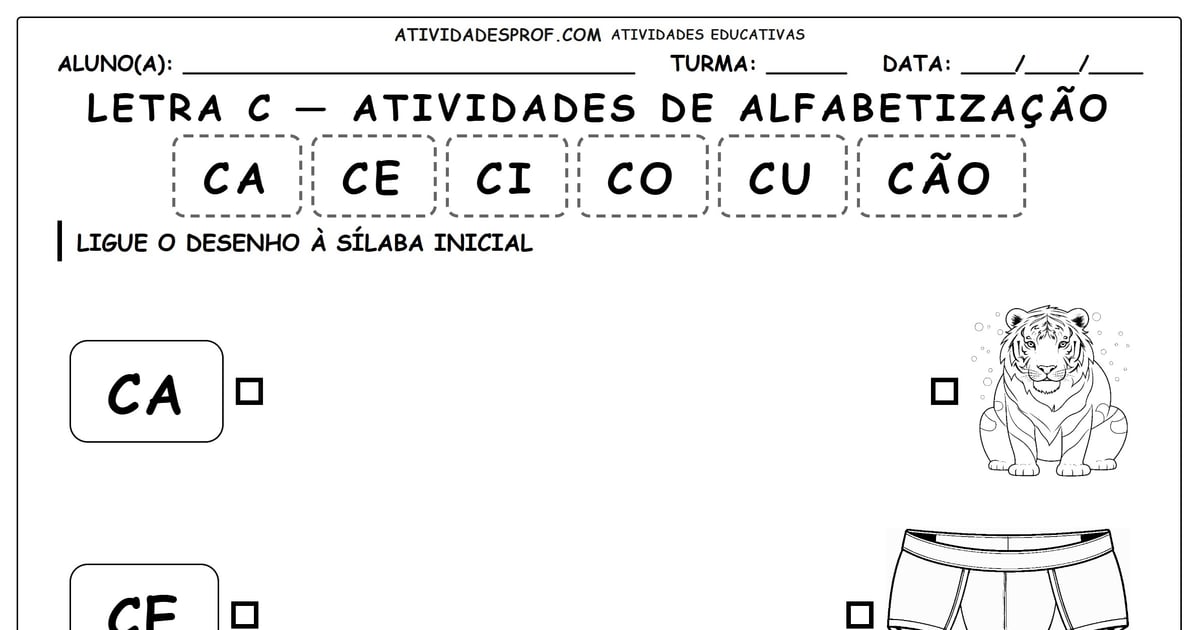Letra C — atividades de alfabetização