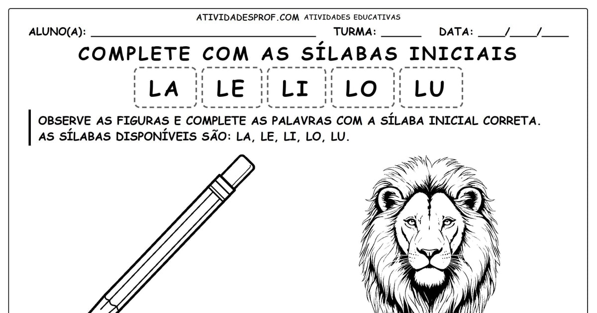 Complete com as sílabas iniciais