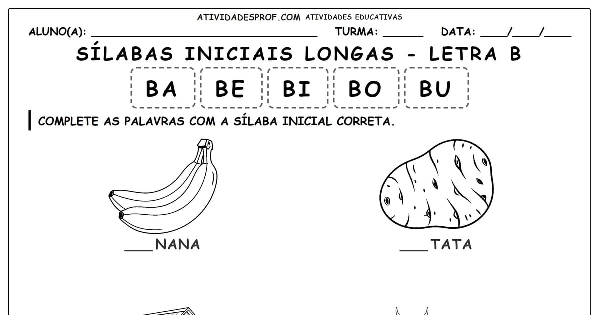 Sílabas iniciais longas - letra B