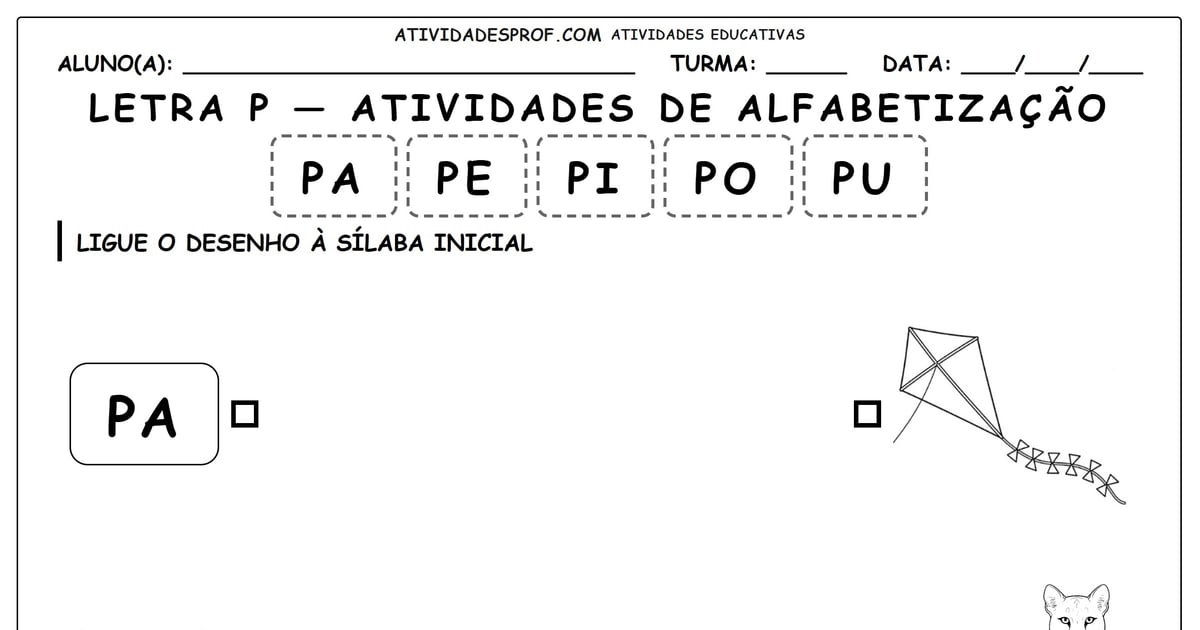 Letra P — atividades de alfabetização