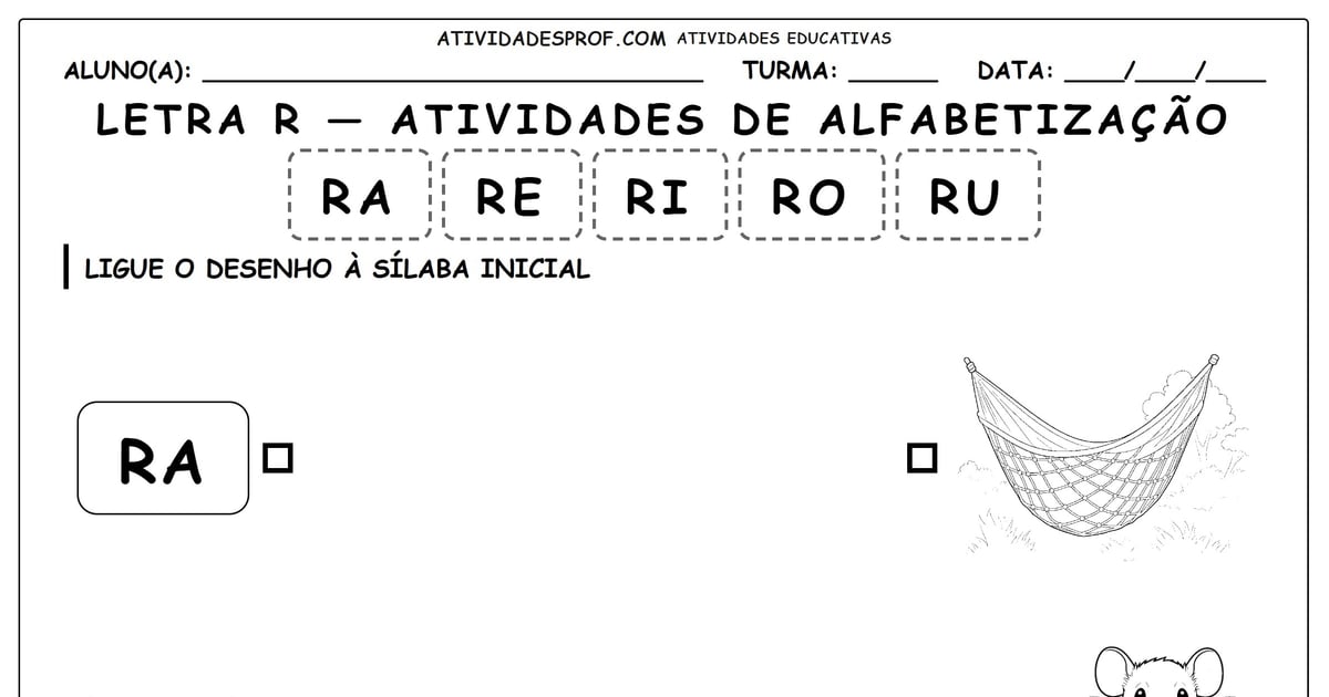 Letra R — atividades de alfabetização