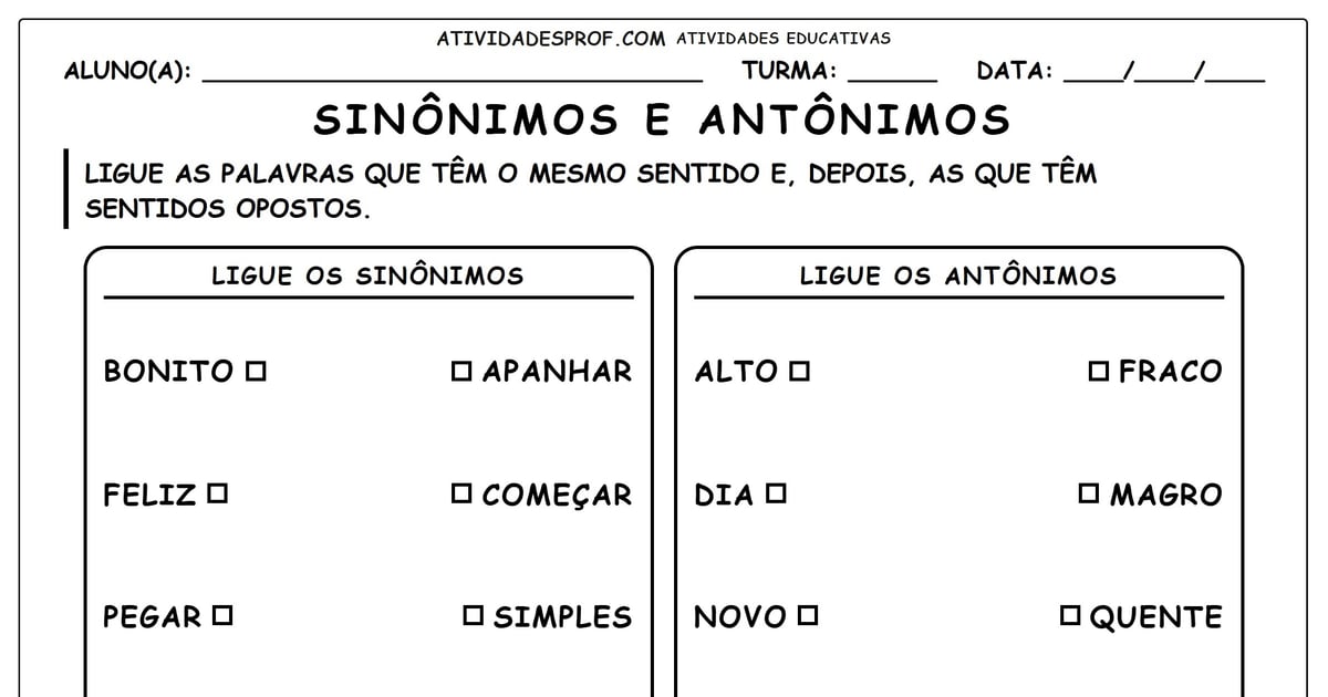 Sinônimos e antônimos