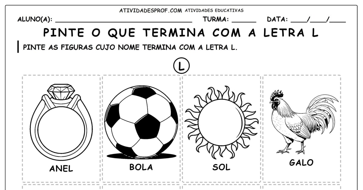 Pinte o que termina com a letra L