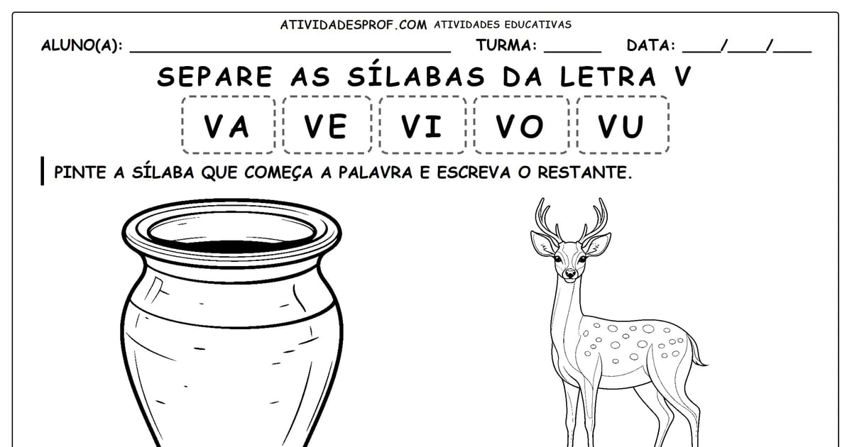 Separe as sílabas da letra V