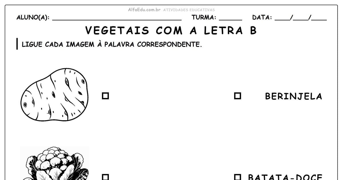 Vegetais com a letra B