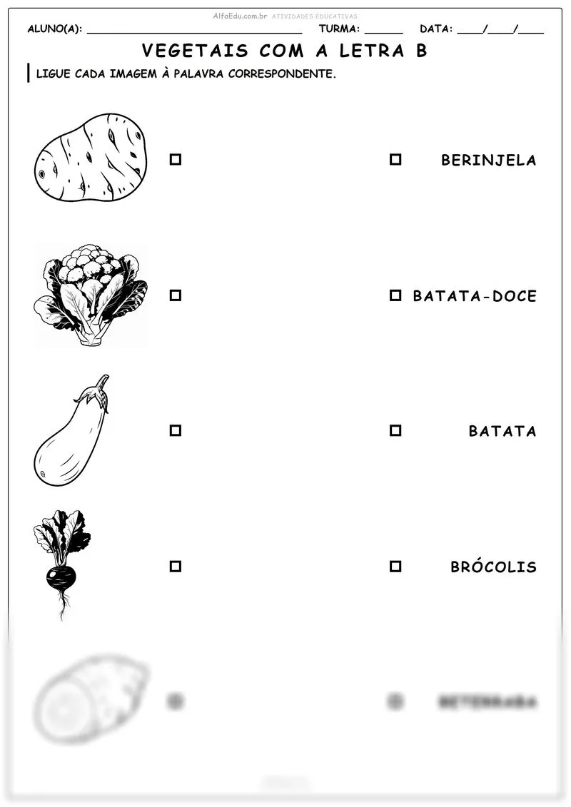 Vegetais com a letra B