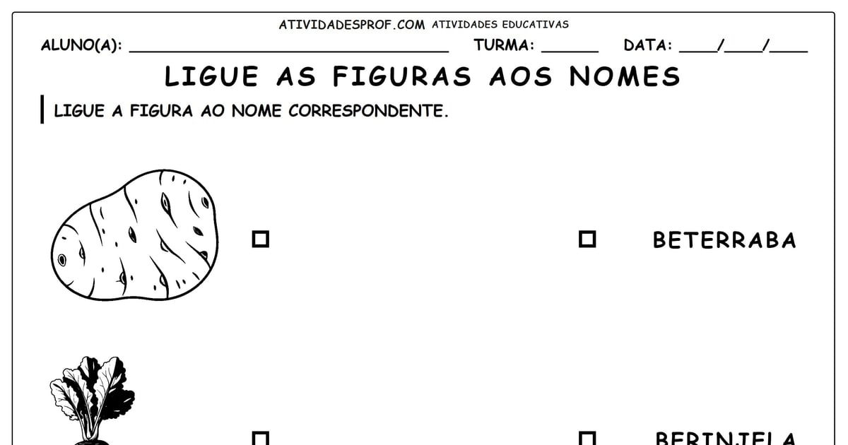 Ligue as figuras aos nomes