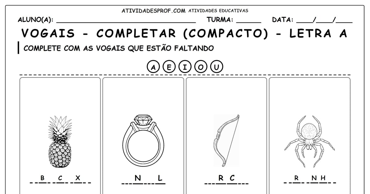 Vogais - completar (compacto) - letra a